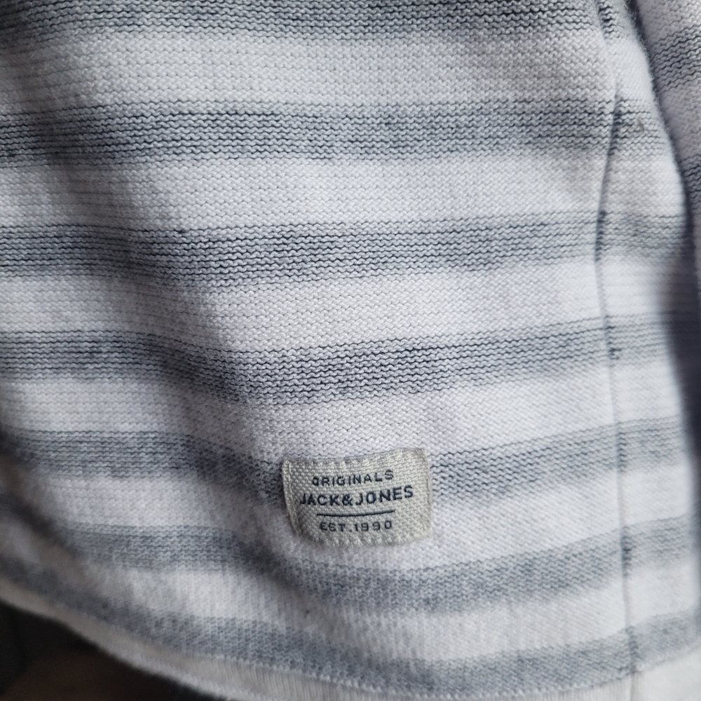 Jack and Jones Knit White and Blue Striped Hoodie S - Picture 5 of 6